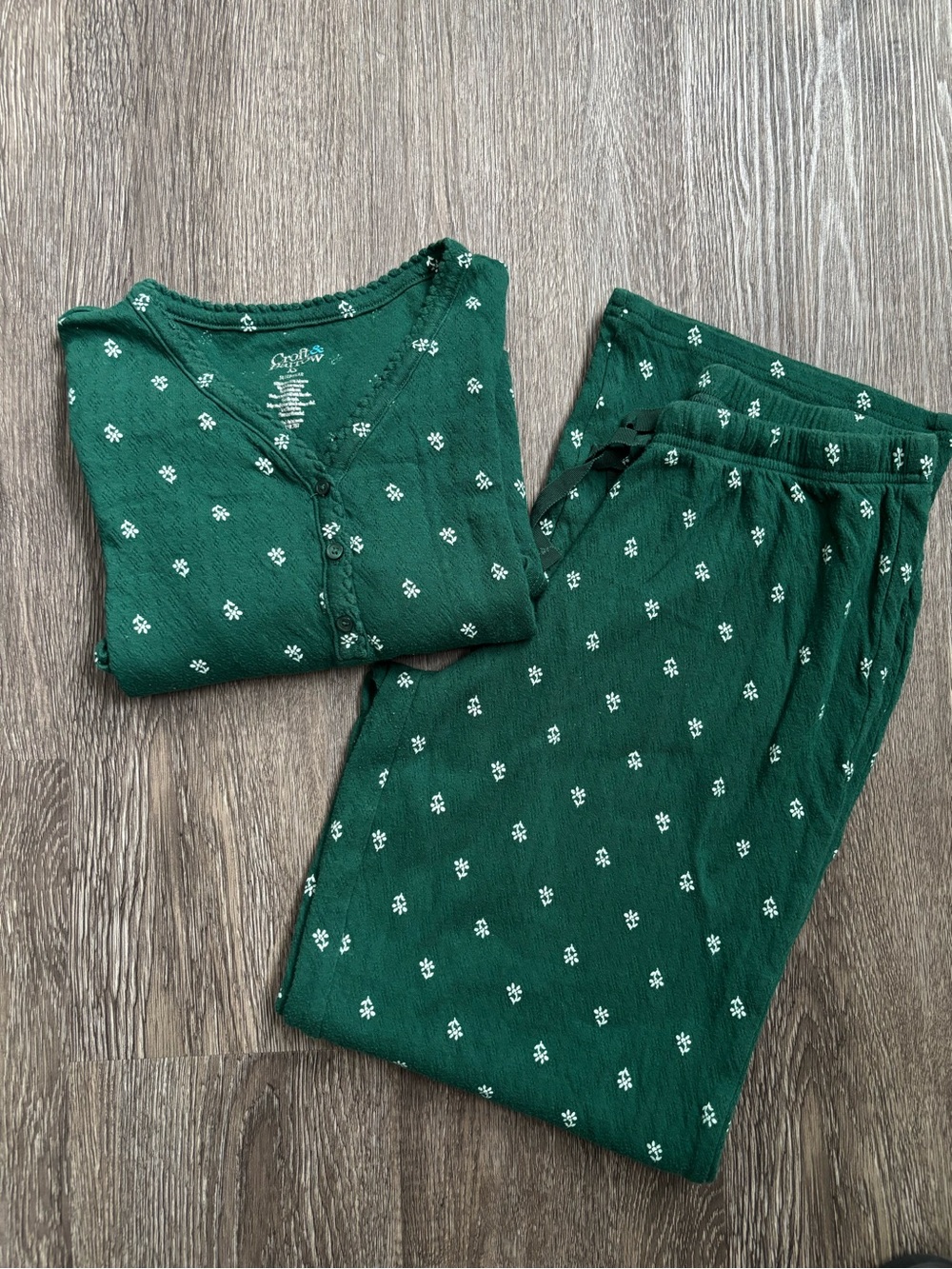 croft & barrow Green Floral-Print Women's Pajama Set